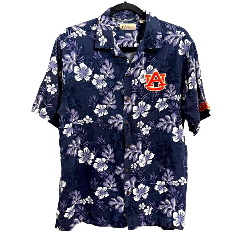 Chiliwear Auburn SEC Short Sleeve Hawaiian Button Down Embroidered Shirt Medium